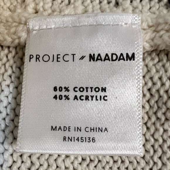 3x $50 Project Naadam white knit ruffle cable knit sweater M winter comfy - Picture 5 of 5